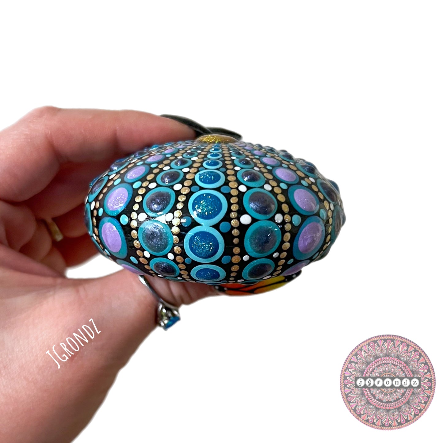 Sea Urchin Small Painted Mandala Stone