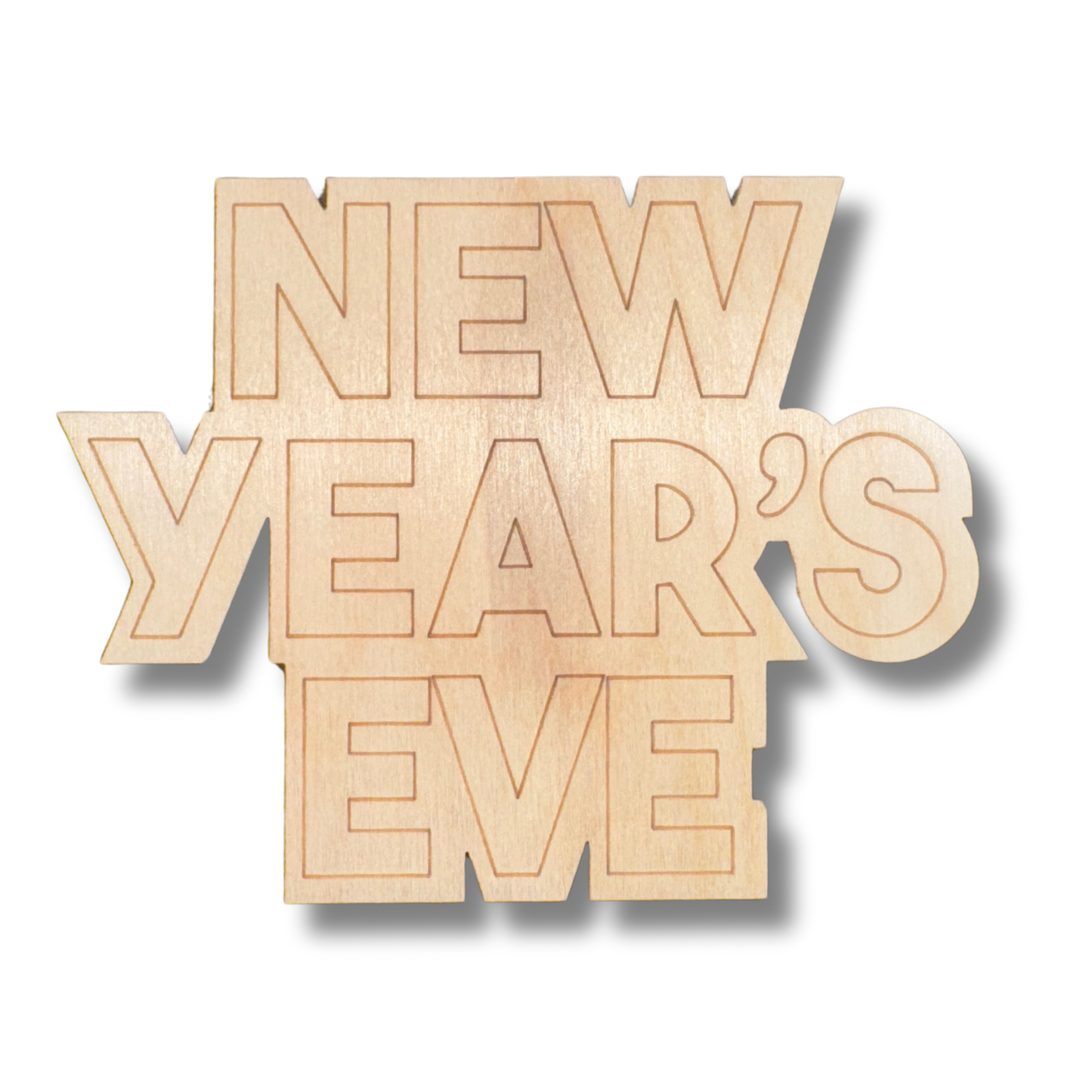 Unfinished Wood Etched New Year's Eve Shape | Paint By Line Crafts | up to 30" DIY
