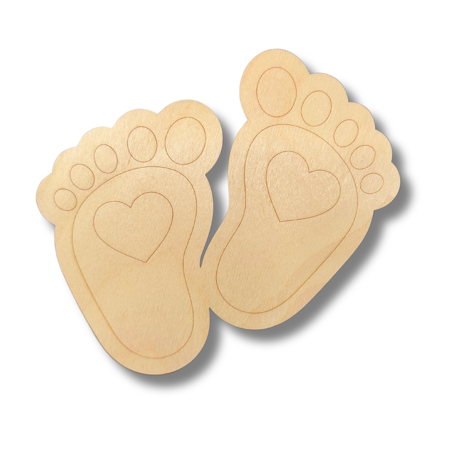 Unfinished Wood Etched Baby Feet Shape | Paint By Line Crafts | up to 30" DIY