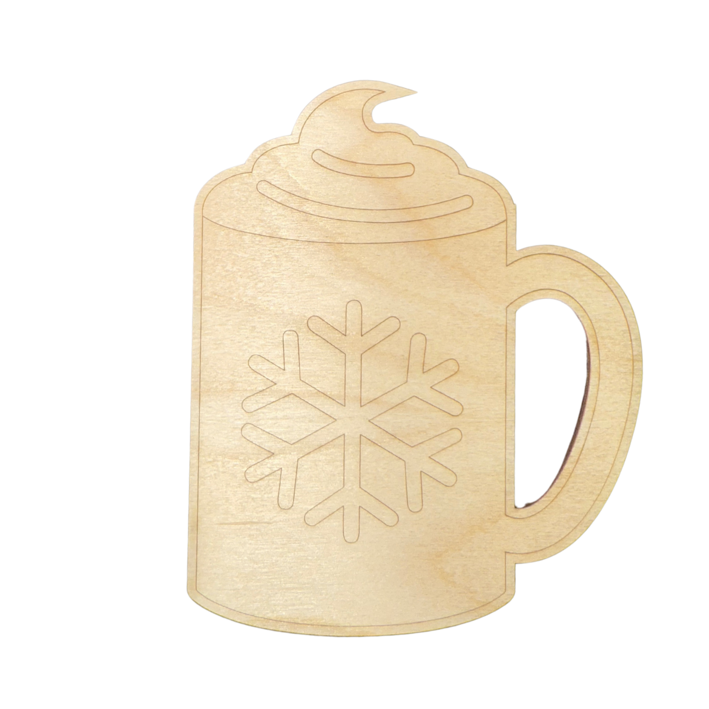 Unfinished Wood Etched Hot Chocolate Shape | Paint By Line Crafts | up to 30" DIY