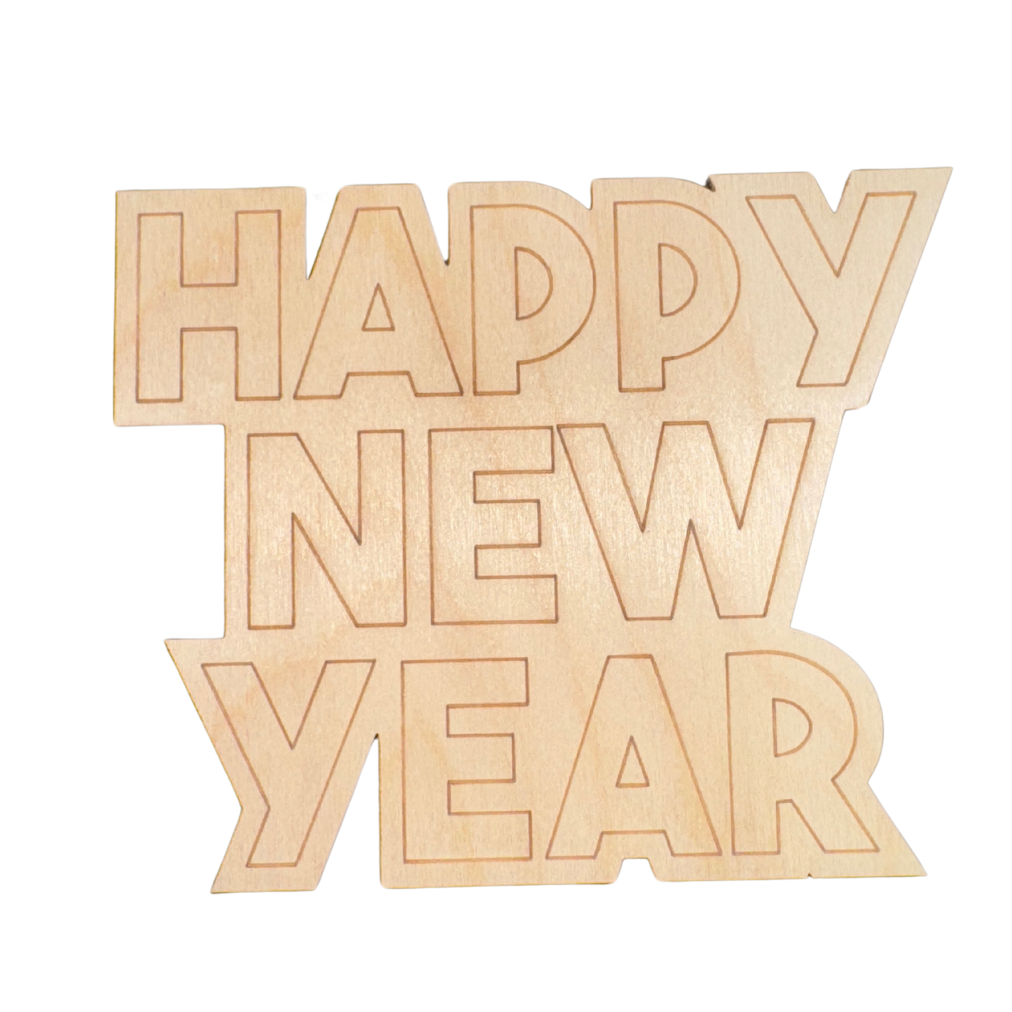 Unfinished Wood Etched Happy New Year Shape | Paint By Line Crafts | up to 30" DIY