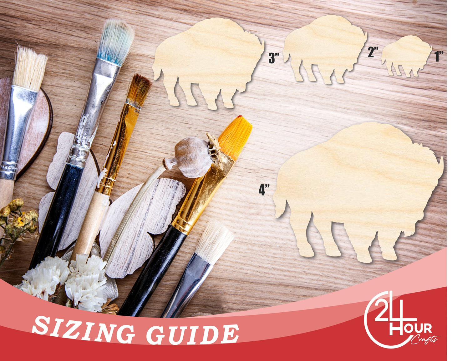 Unfinished Wood Buffalo Bison Silhouette | DIY Native American Craft Cutout | up to 46" DIY