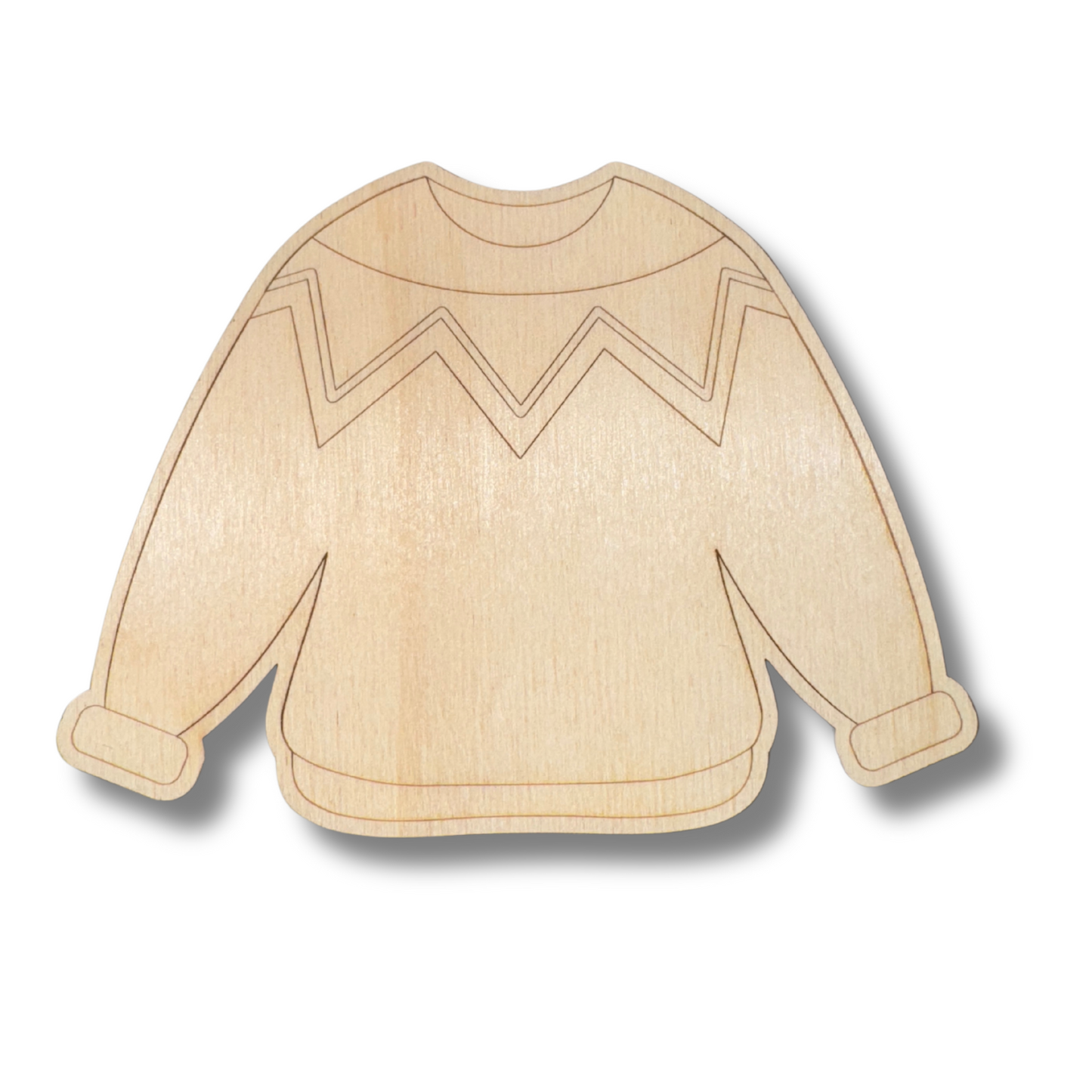 Unfinished Wood Etched Sweater Shape | Paint By Line Crafts | up to 30" DIY