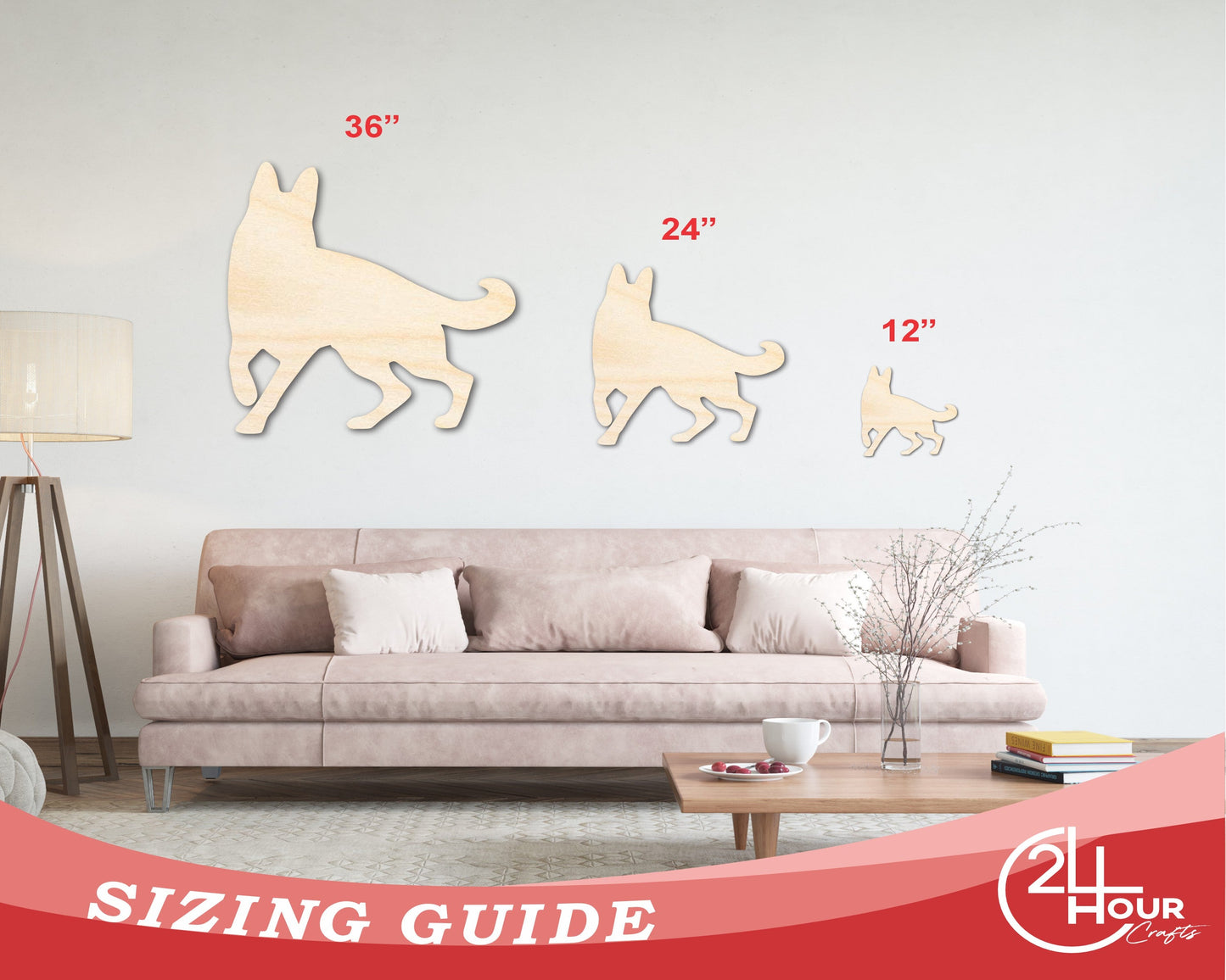 Unfinished Wood Guard Dog Silhouette | DIY Dog Craft Cutout | up to 46" DIY