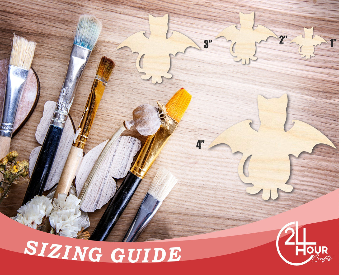 Unfinished Wood Bat Cat Shape | DIY Halloween Cat Craft Cutout | up to 46" DIY