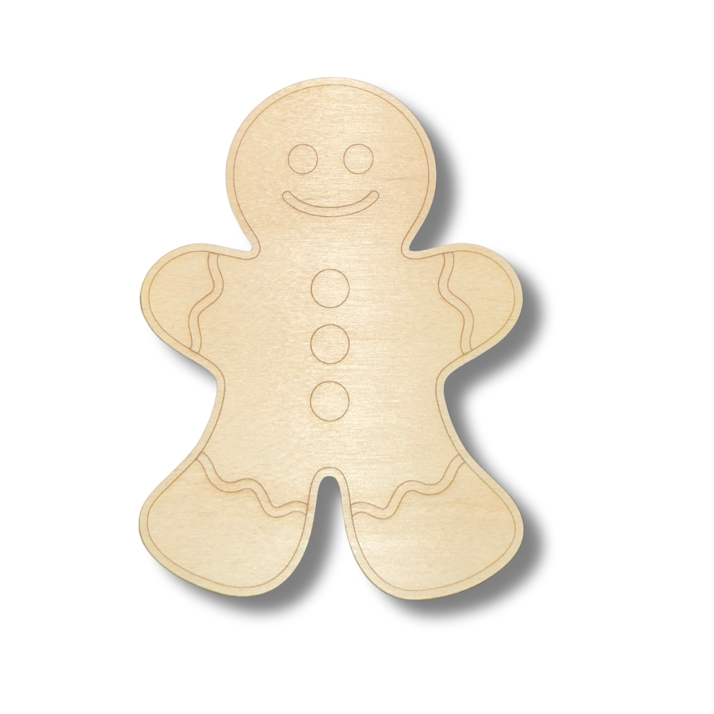 Unfinished Wood Etched Gingerbread Man Shape | Paint By Line Crafts | up to 30" DIY