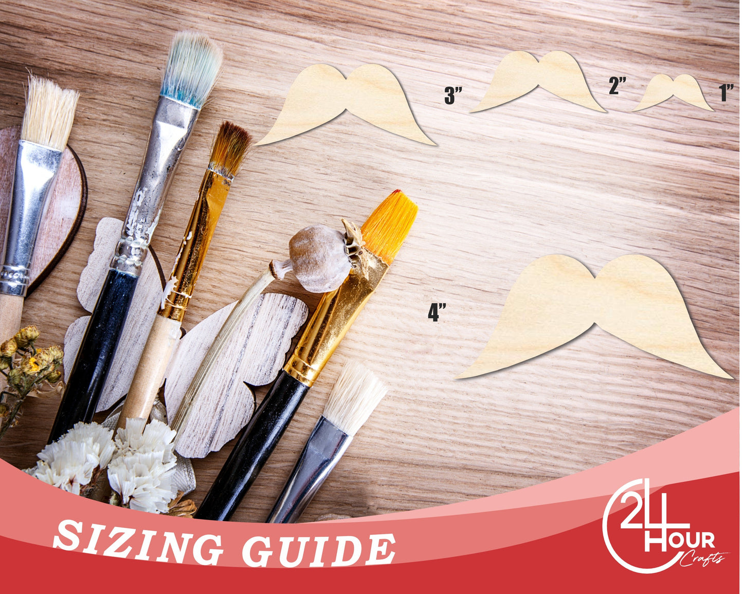 Unfinished Mustache Silhouette | DIY Craft Cutout | up to 46" DIY