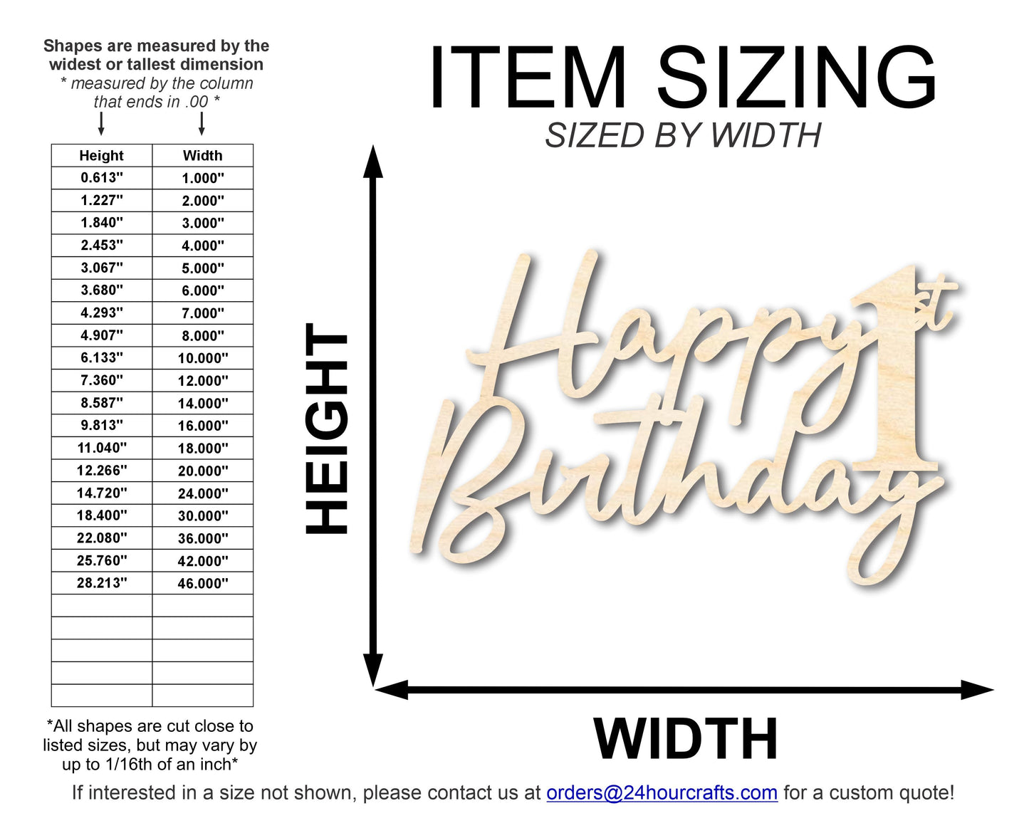 Unfinished Happy 1st Birthday Sign Shape | DIY Craft Cutout | up to 46" DIY