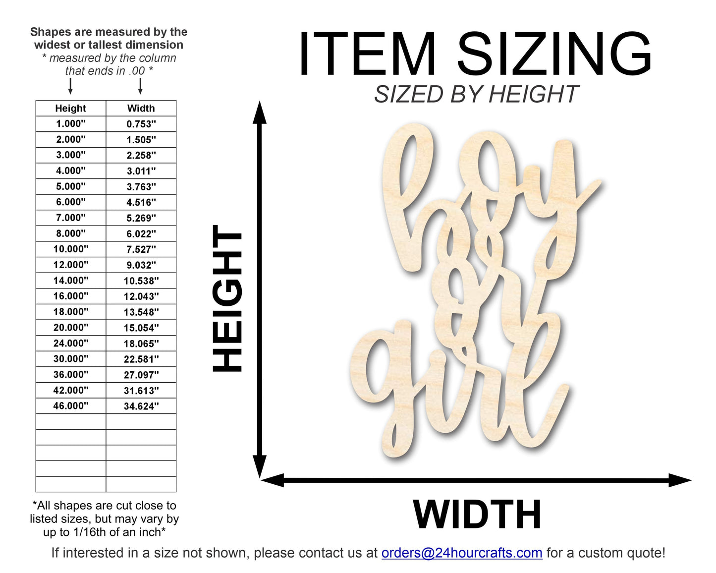 Unfinished Boy or Girl Sign Shape | DIY Craft Cutout | up to 46" DIY