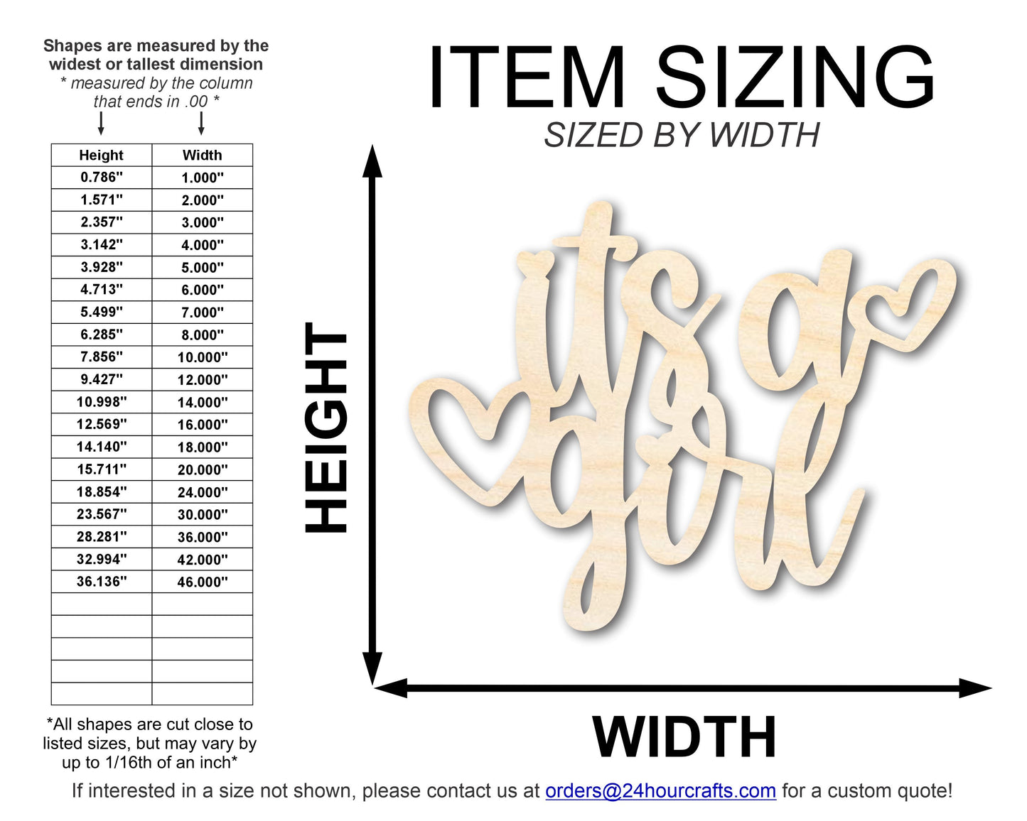 Unfinished Its A Girl Sign Shape | DIY Craft Cutout | up to 46" DIY