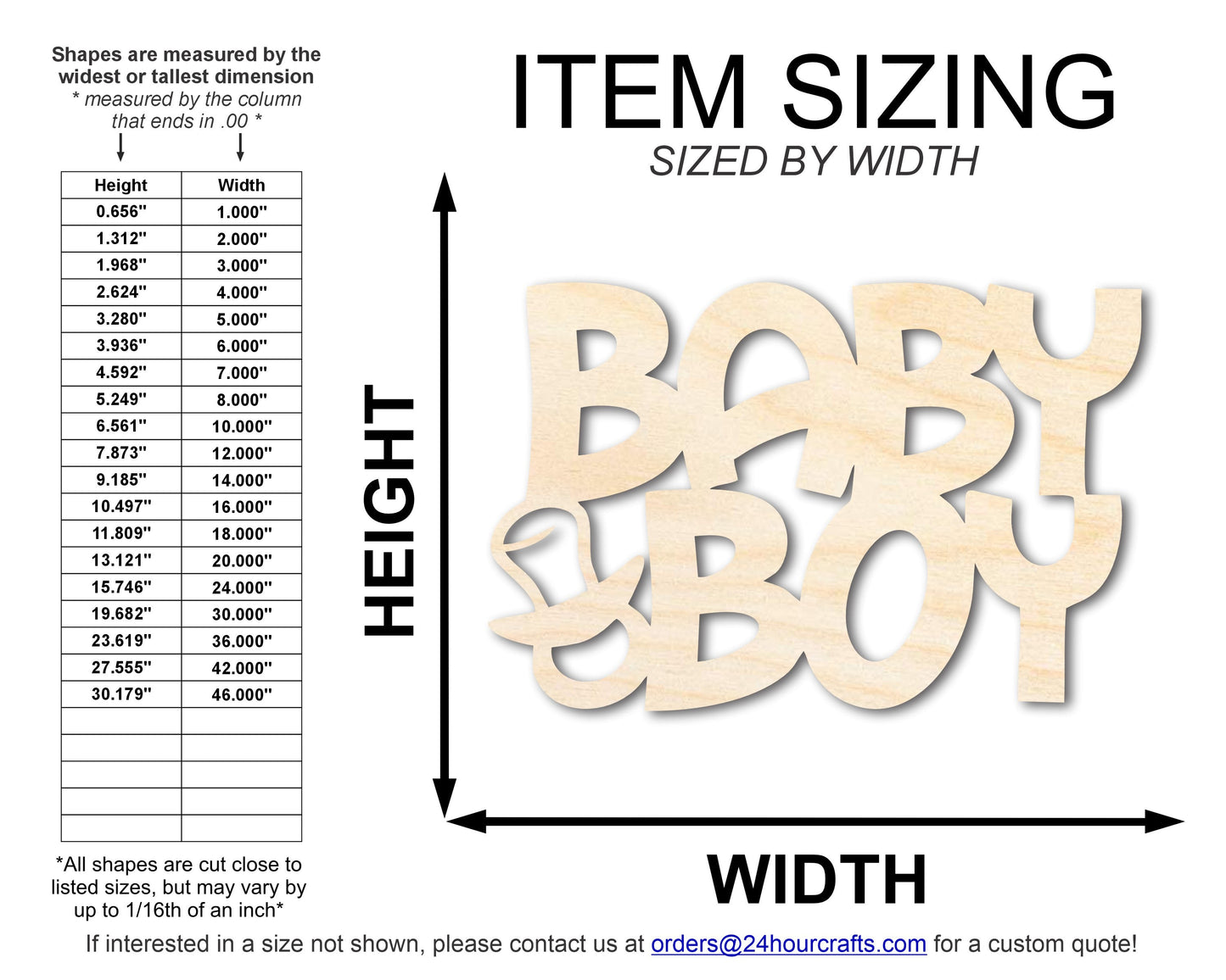 Unfinished Baby Boy Sign Shape | DIY Craft Cutout | up to 46" DIY