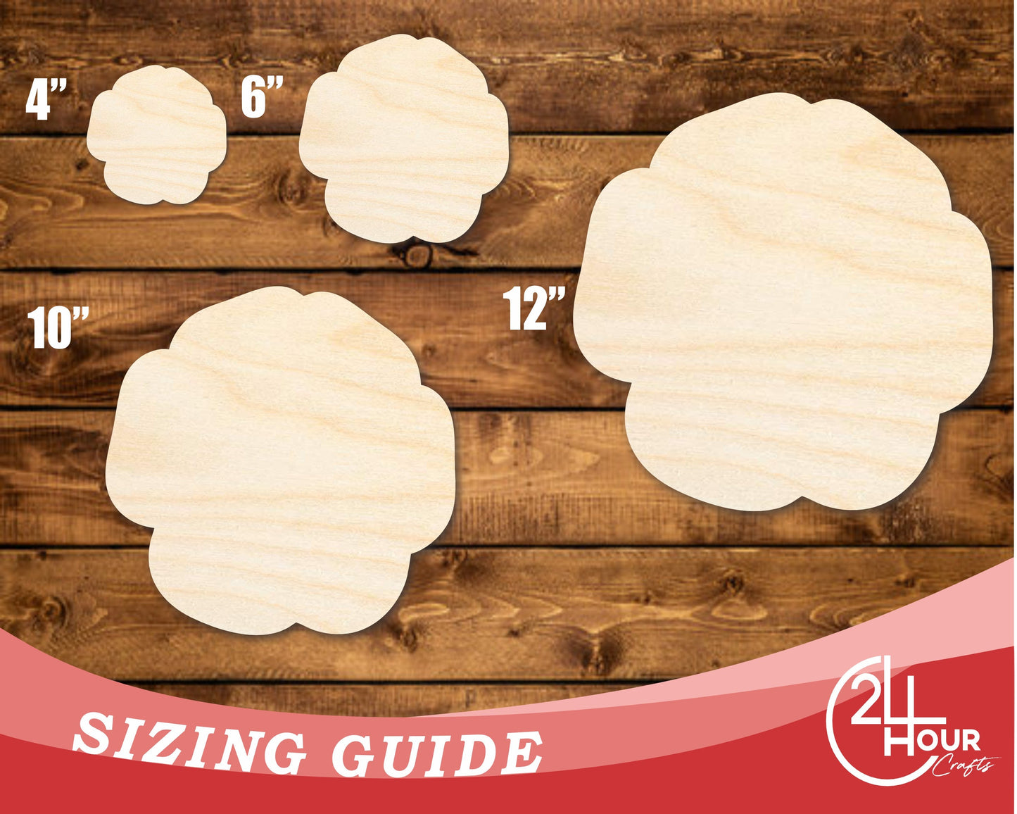 Unfinished Wood Poppy Flower Shape | DIY Craft Cutout | up to 46" DIY