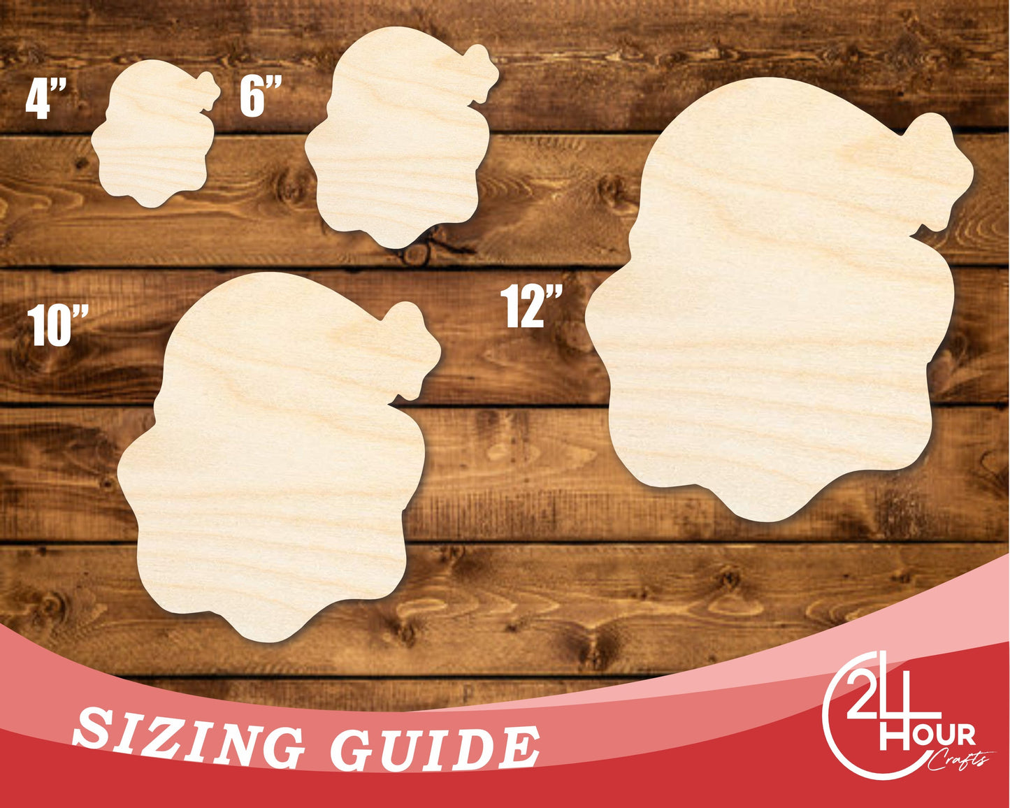 Unfinished Wood Cute Santa Shape | DIY Craft Cutout | up to 46" DIY