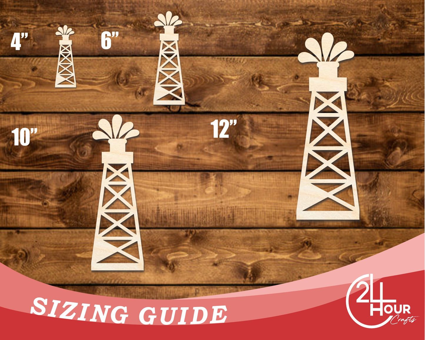 Unfinished Wood Oil Rig Shape | DIY Craft Cutout | up to 46" DIY