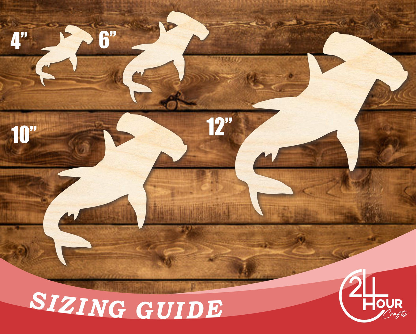 Unfinished Wood Swimming Hammer Head Shark Shape | DIY Craft Cutout | up to 46" DIY