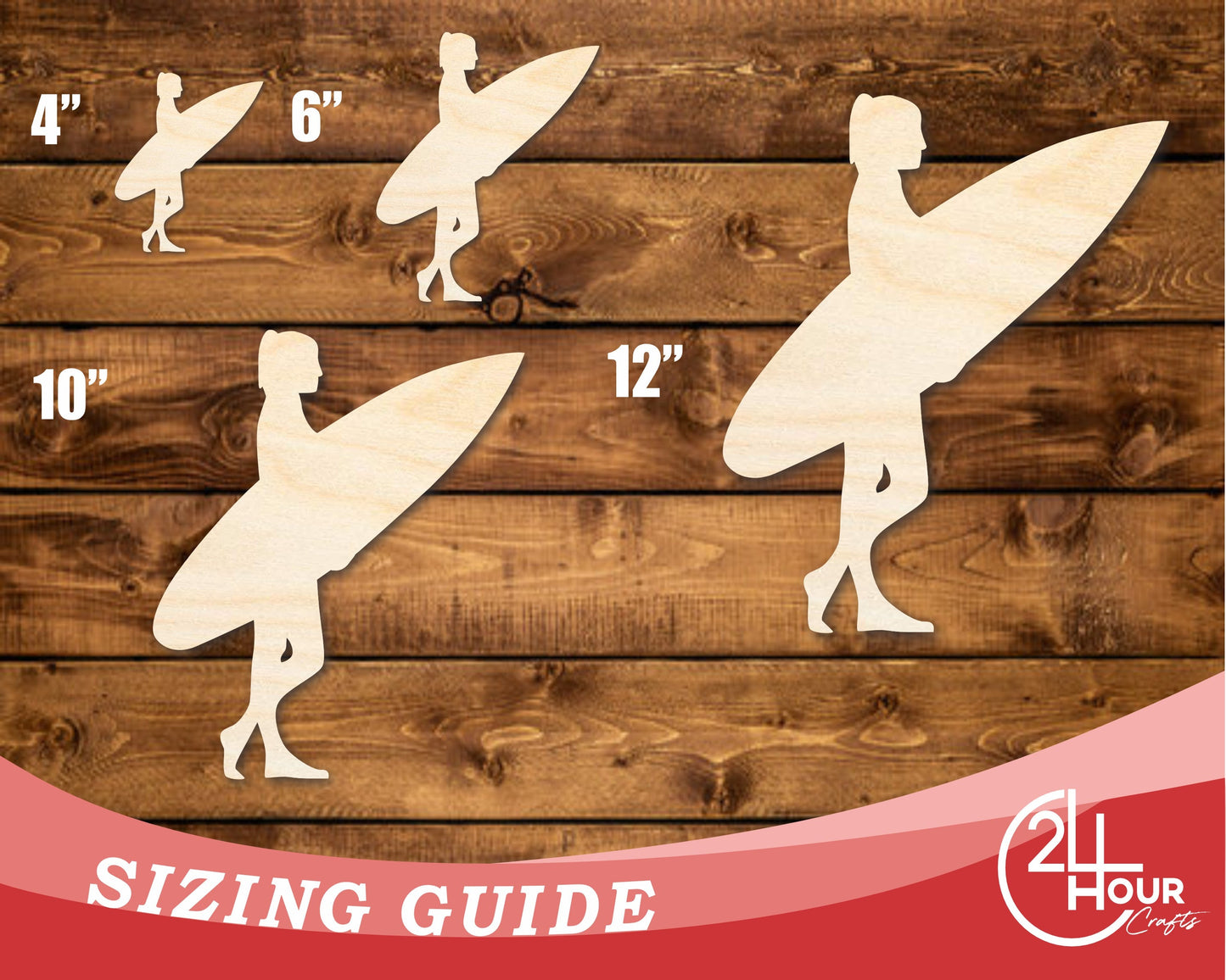Unfinished Wood Surfer Girl Shape | DIY Craft Cutout | up to 46" DIY