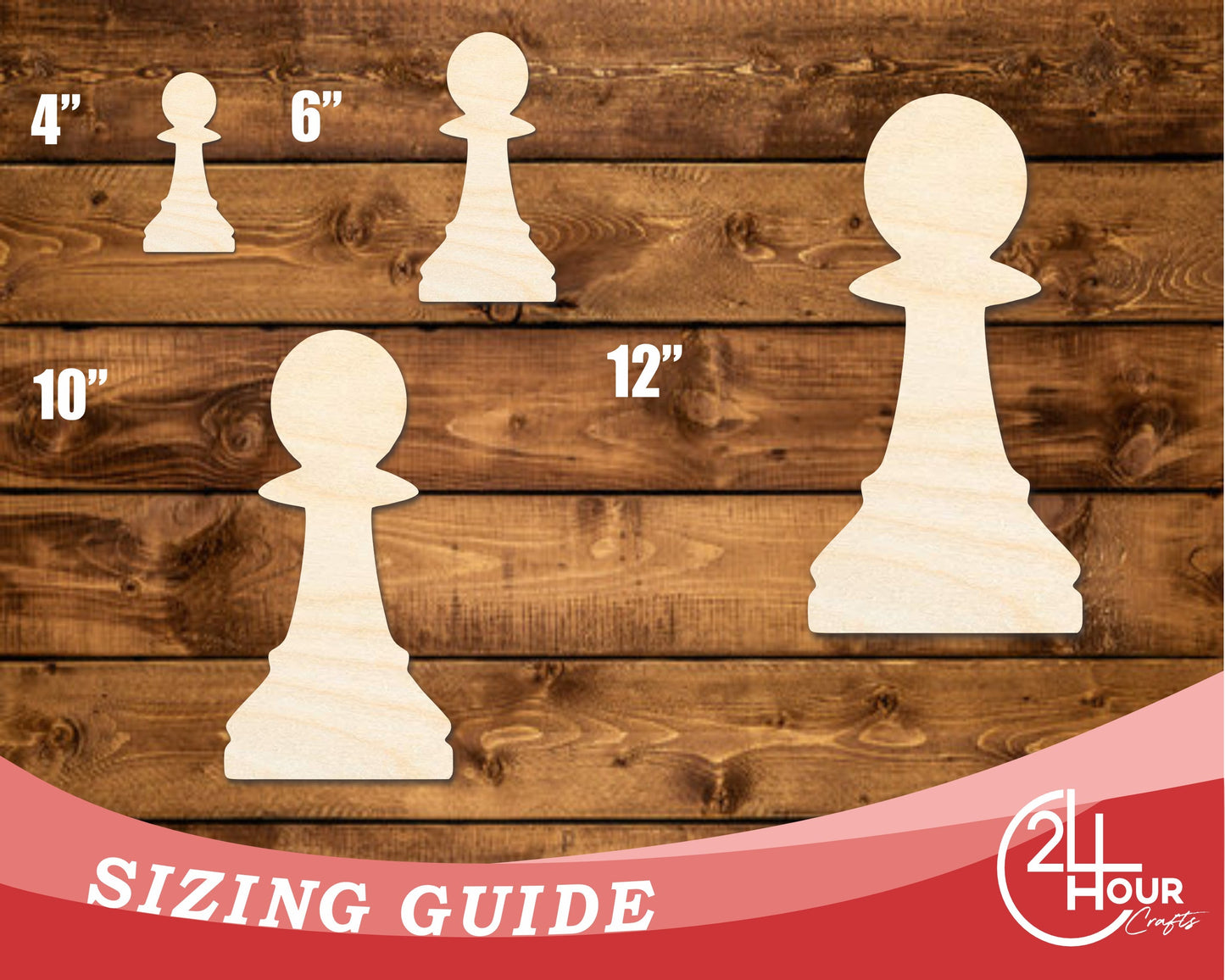 Unfinished Wood Pawn Chess Piece Shape | DIY Craft Cutout | up to 46" DIY