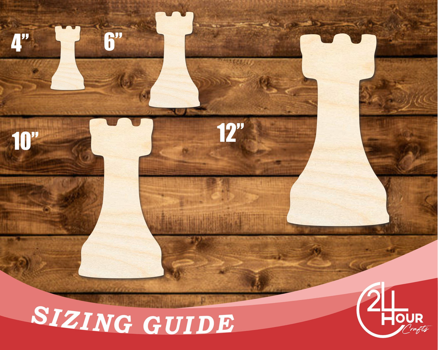 Unfinished Wood Rook Chess Piece Shape | DIY Craft Cutout | up to 46" DIY