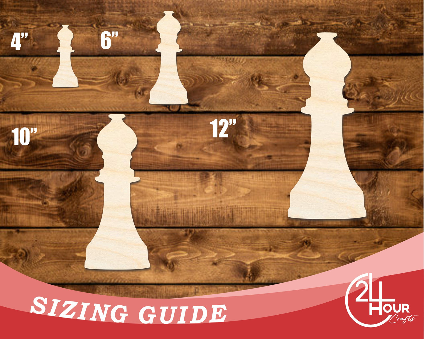 Unfinished Wood Bishop Chess Piece Shape | DIY Craft Cutout | up to 46" DIY