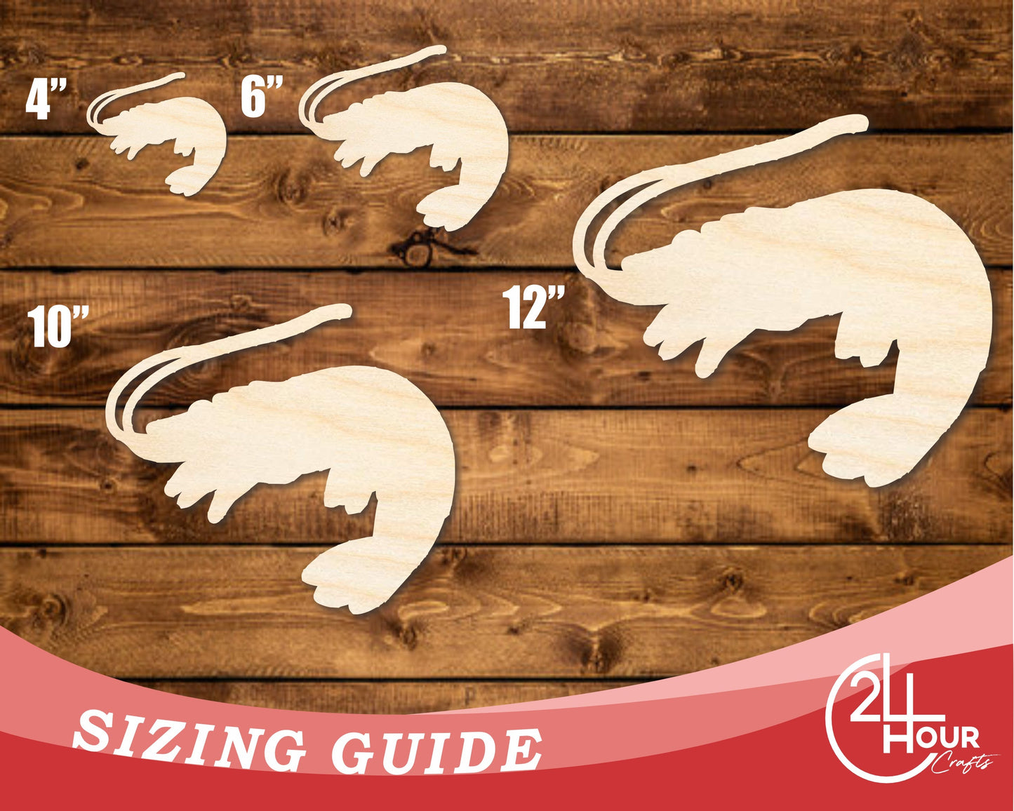 Unfinished Wood Shrimp Shape | DIY Craft Cutout | up to 46" DIY