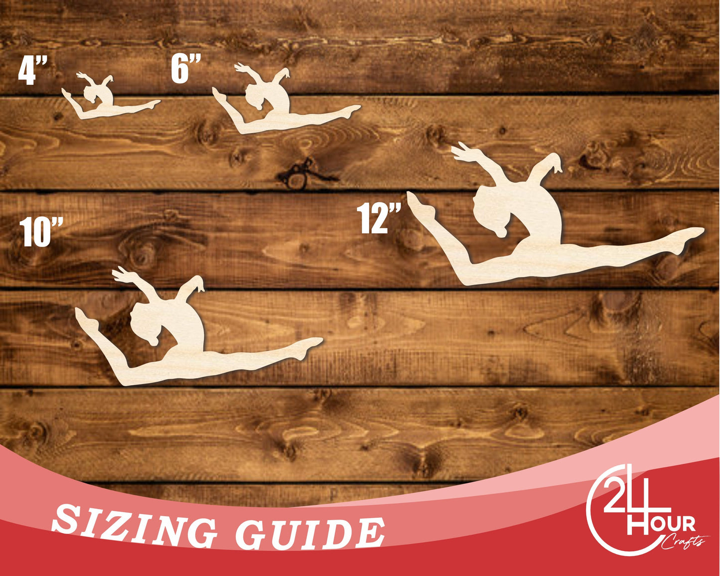Unfinished Wood Gymnast Leap Shape | DIY Craft Cutout | up to 46" DIY