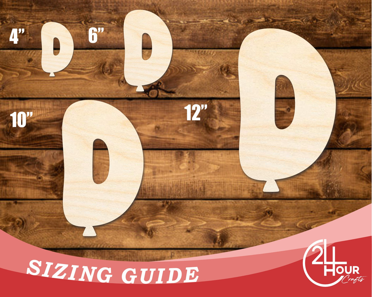 Unfinished Wood Balloon Letter D Shape | DIY Craft Cutout | up to 46" DIY