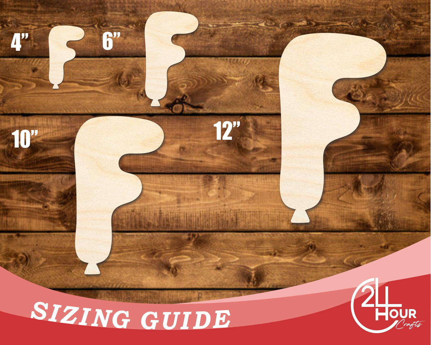 Unfinished Wood Balloon Letter F Shape | DIY Craft Cutout | up to 46" DIY