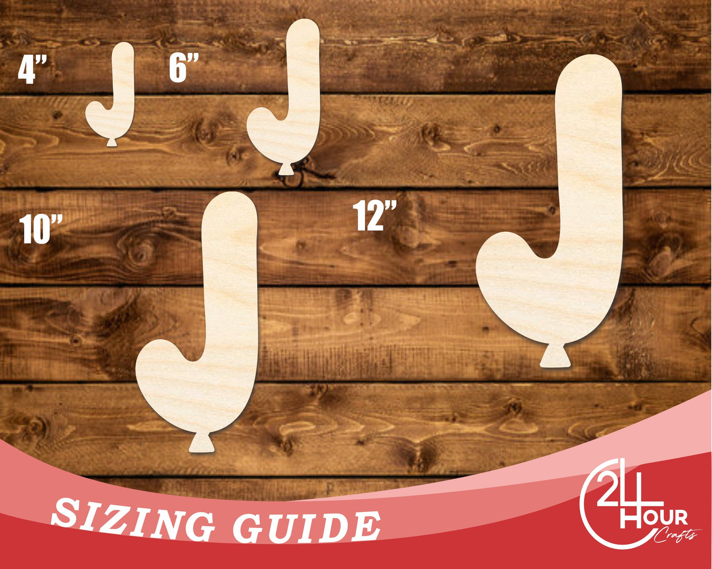 Unfinished Wood Balloon Letter J Shape | DIY Craft Cutout | up to 46" DIY