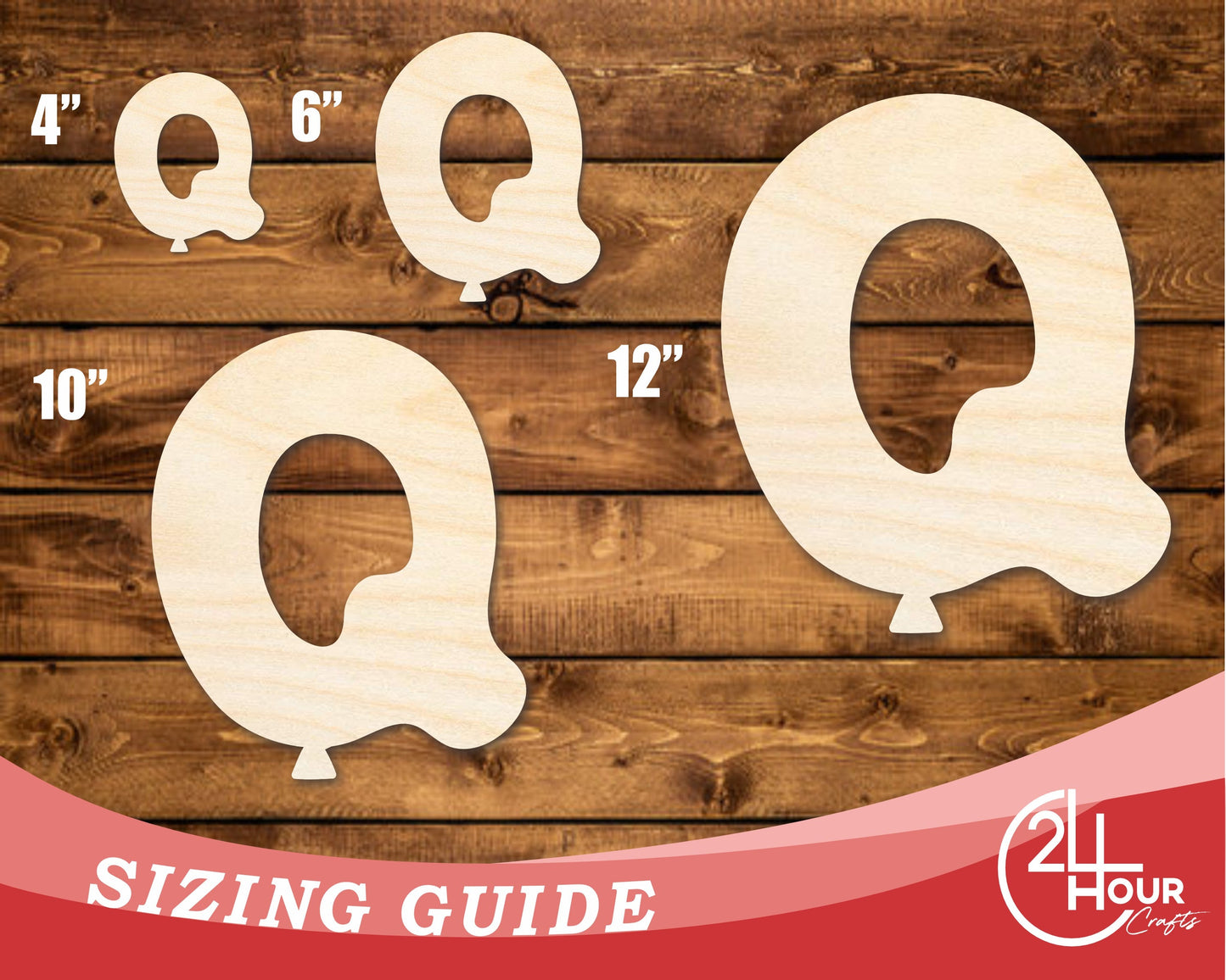 Unfinished Wood Balloon Letter Q Shape | DIY Craft Cutout | up to 46" DIY