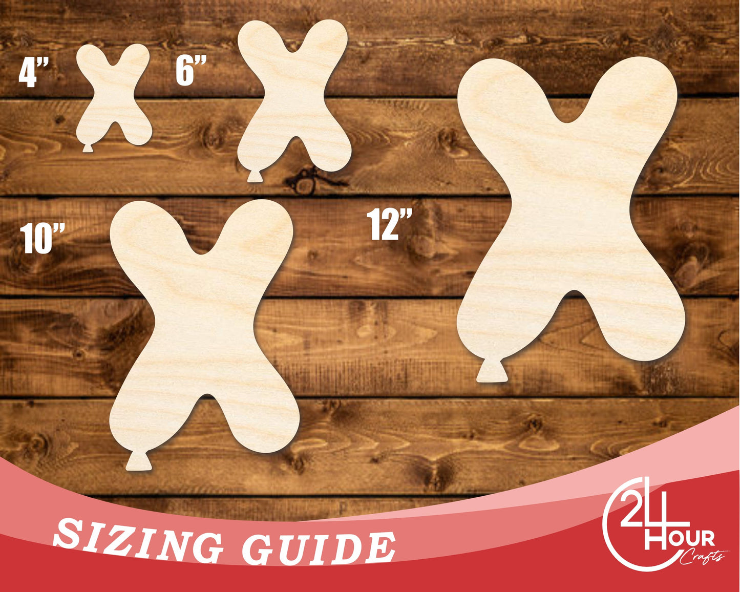 Unfinished Wood Balloon Letter X Shape | DIY Craft Cutout | up to 46" DIY