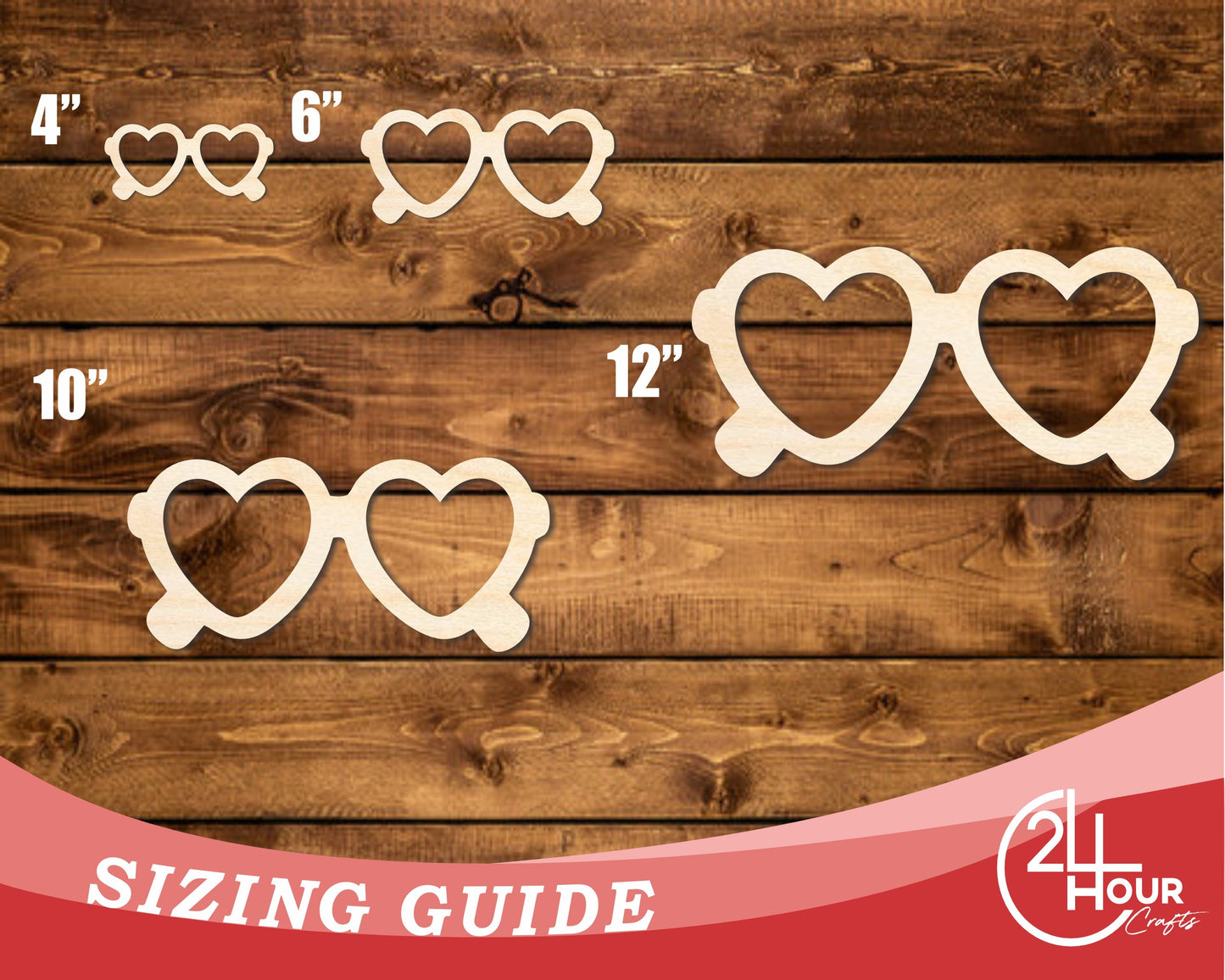 Unfinished Wood Heart Sunglasses Shape | DIY Craft Cutout | up to 46" DIY