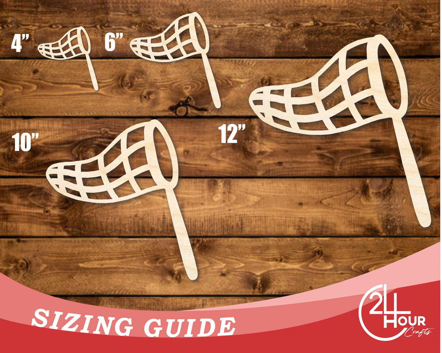 Unfinished Wood Butterfly Net Shape | DIY Craft Cutout | up to 46" DIY