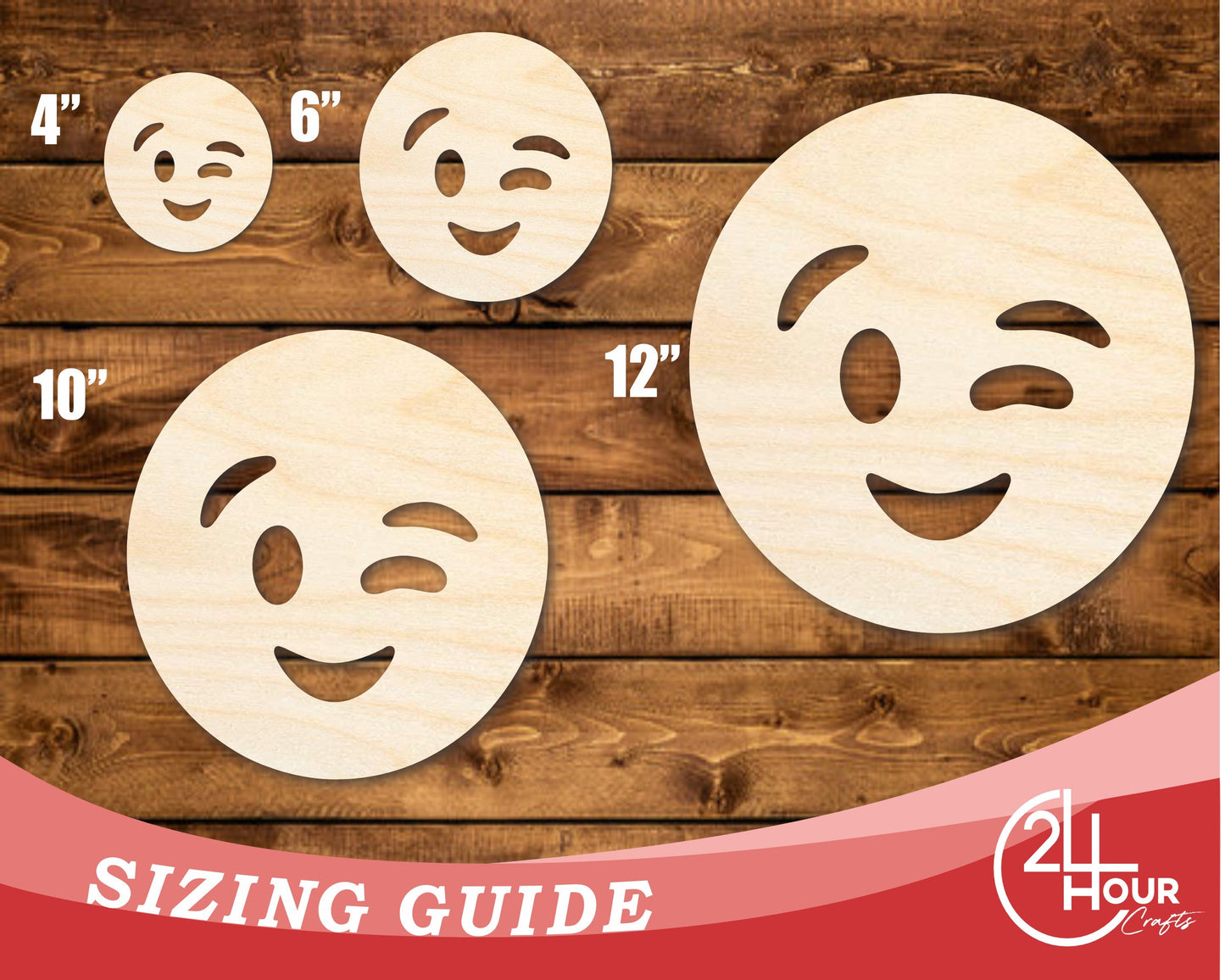 Unfinished Wood Winking Face Shape | DIY Craft Cutout | up to 46" DIY