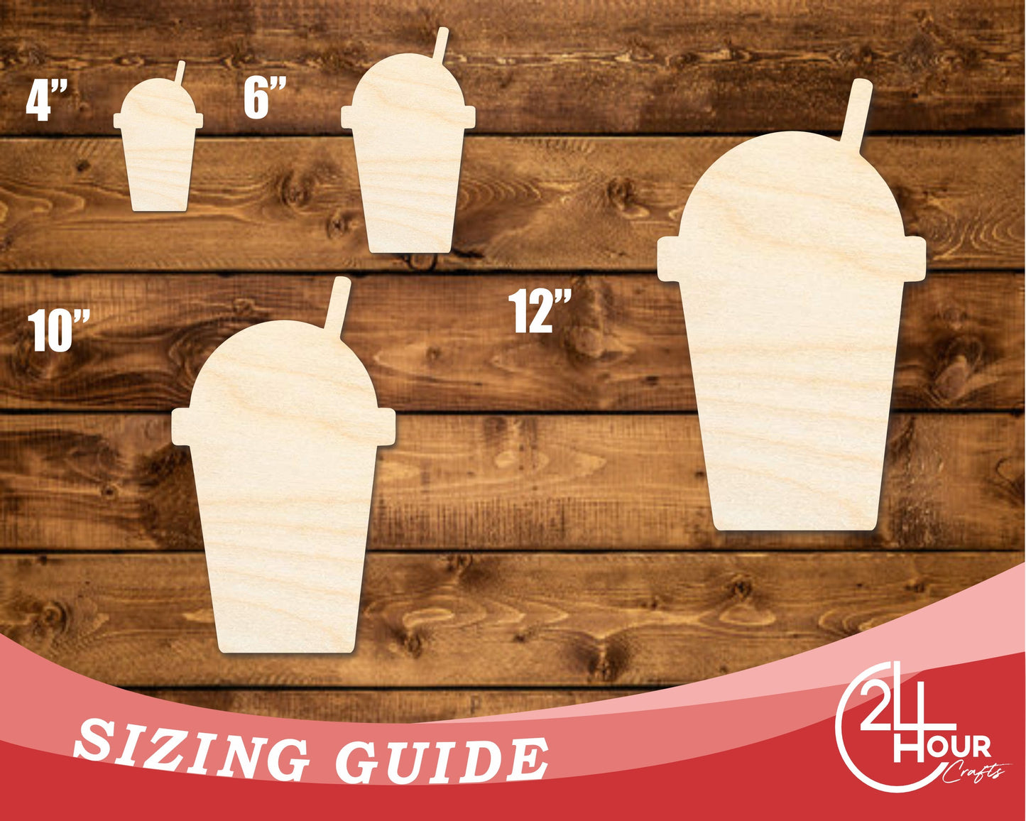 Unfinished Wood Slushie Drink Shape | DIY Craft Cutout | up to 46" DIY