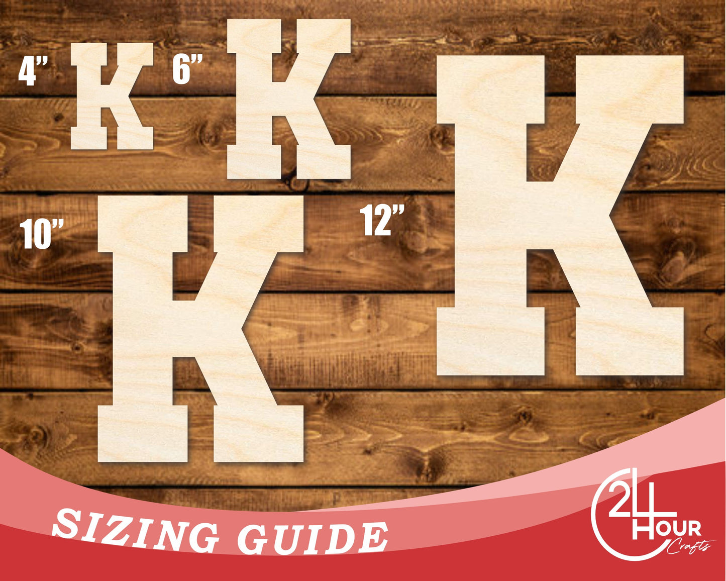 Unfinished Wood Varsity Team Font - K Shape | DIY Craft Cutout | up to 46" DIY
