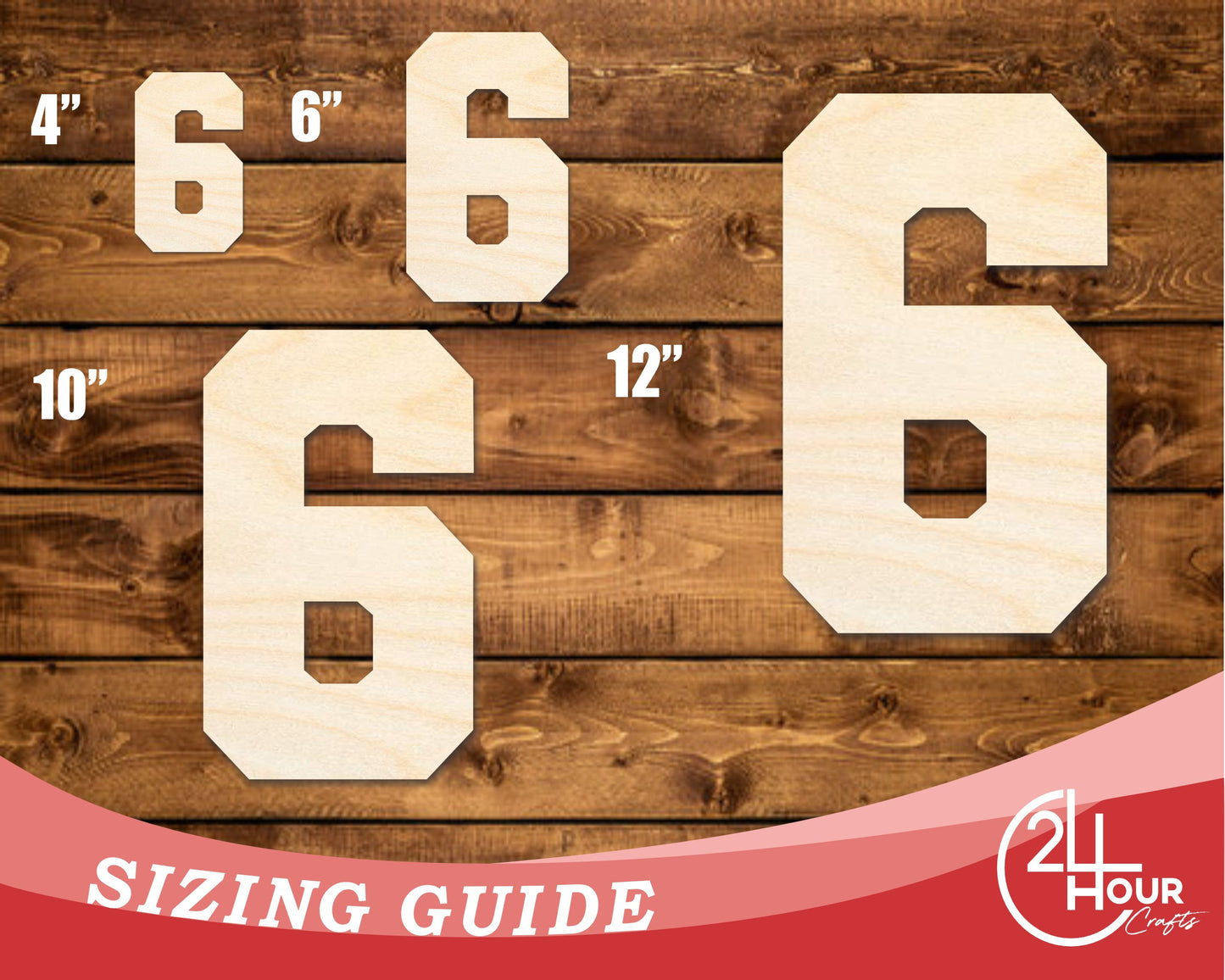 Unfinished Wood Varisty Number Six Shape | DIY Craft Cutout | up to 46" DIY