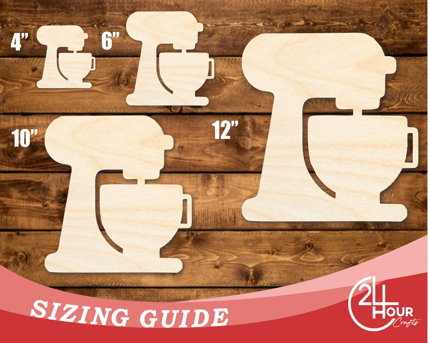 Unfinished Wood Mixer with Bowl Shape | DIY Craft Cutout | up to 46" DIY