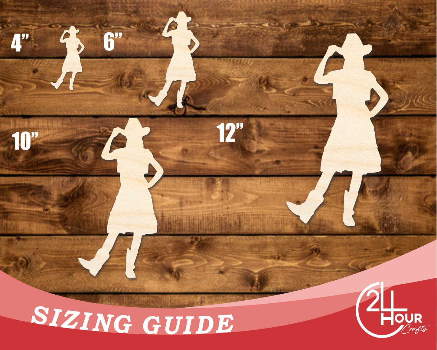 Unfinished Wood Cowgirl Shape | DIY Craft Cutout | up to 46" DIY