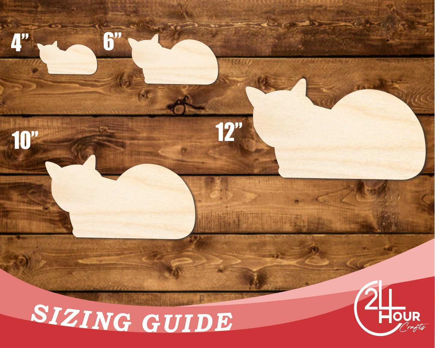 Unfinished Wood Laying Cat Shape | DIY Craft Cutout | up to 46" DIY