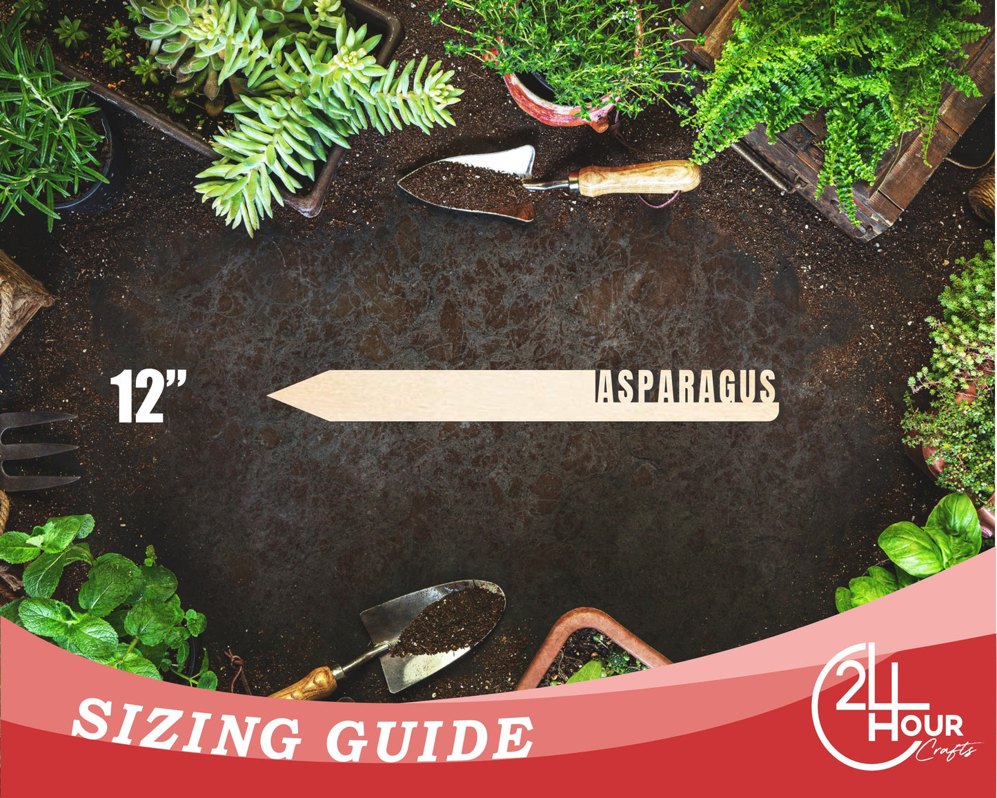 Unfinished Wood Asparagus Garden Stake | DIY Craft Cutout | up to 24" DIY