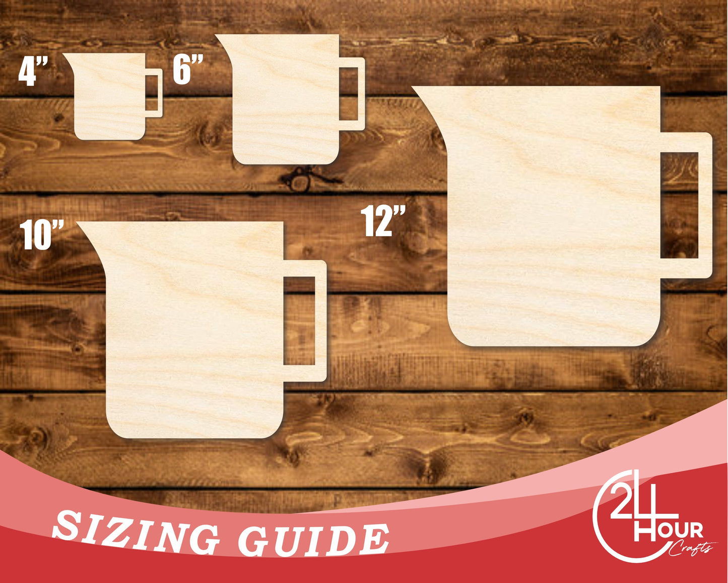Unfinished Wood Measuring Cup Shape | DIY Craft Cutout | up to 46" DIY