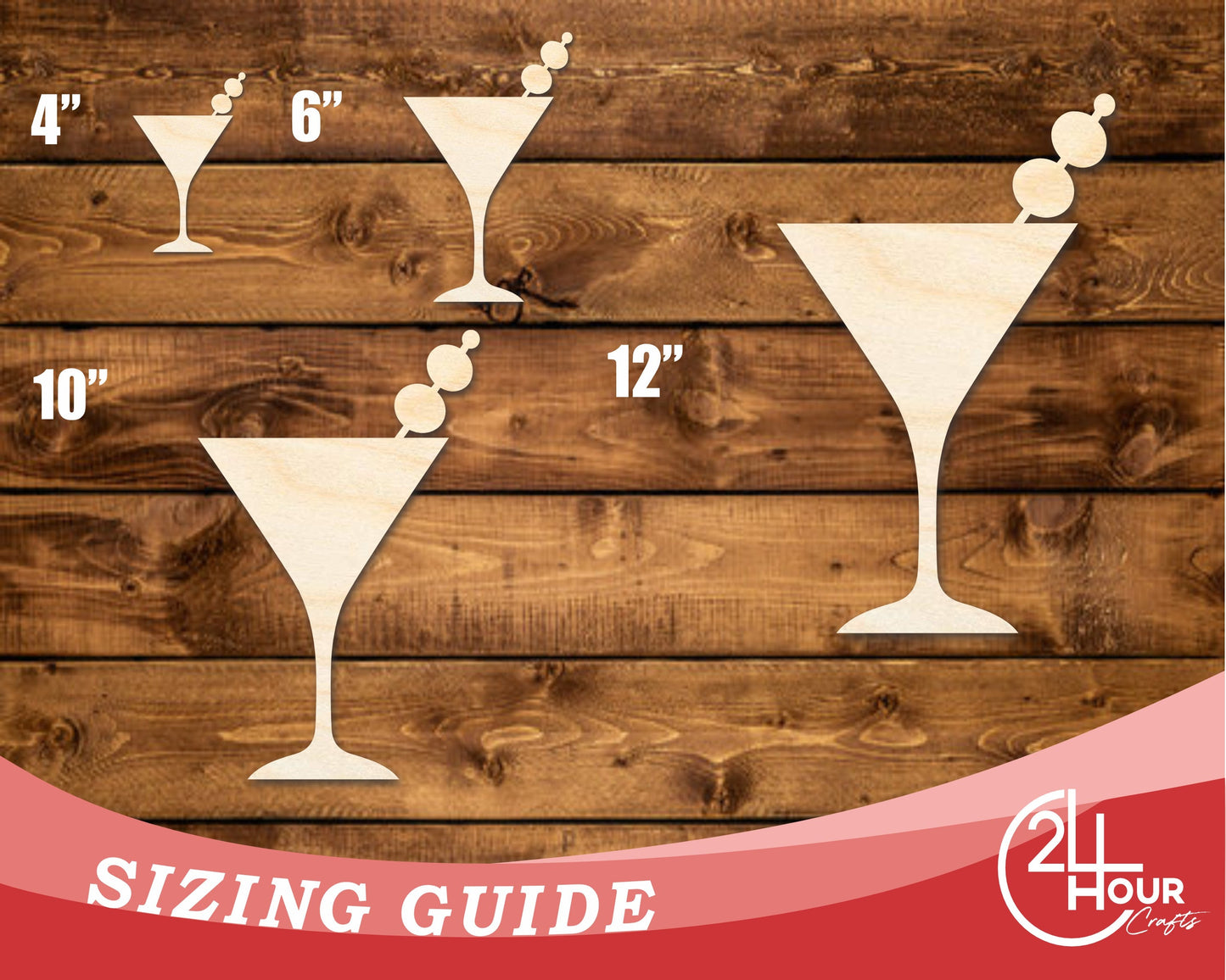 Unfinished Wood Martini Shape | DIY Craft Cutout | up to 46" DIY