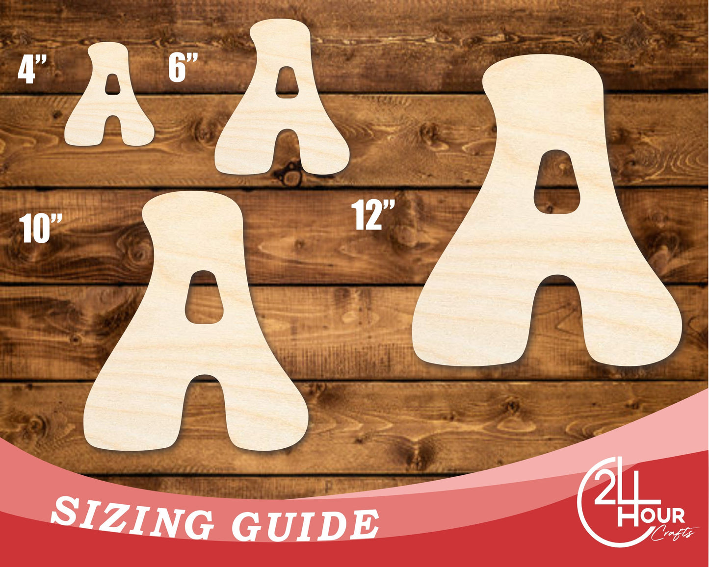 Unfinished Wood Groovy A Font Shape | DIY Craft Cutout | up to 46" DIY