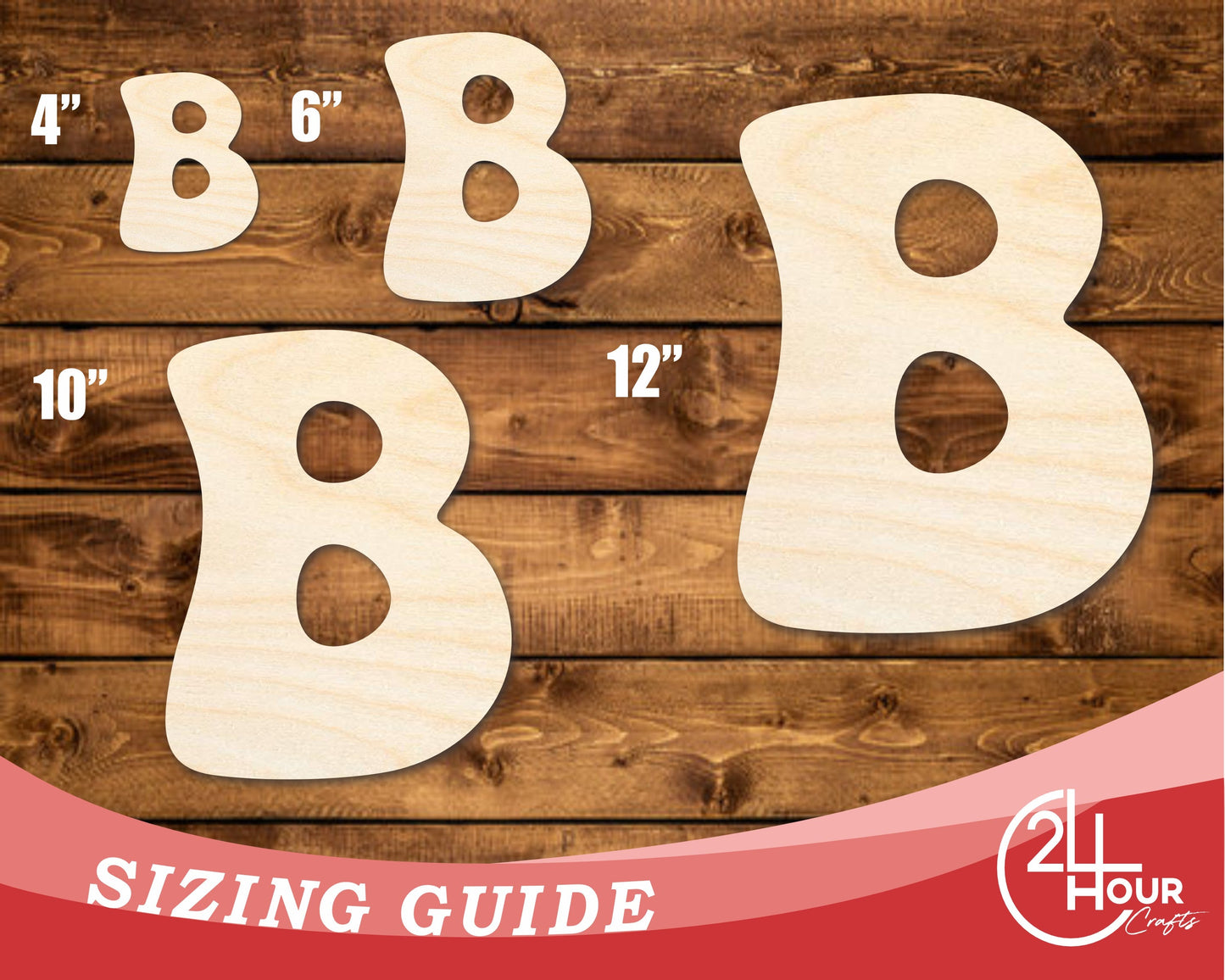 Unfinished Wood Groovy B Font Shape | DIY Craft Cutout | up to 46" DIY