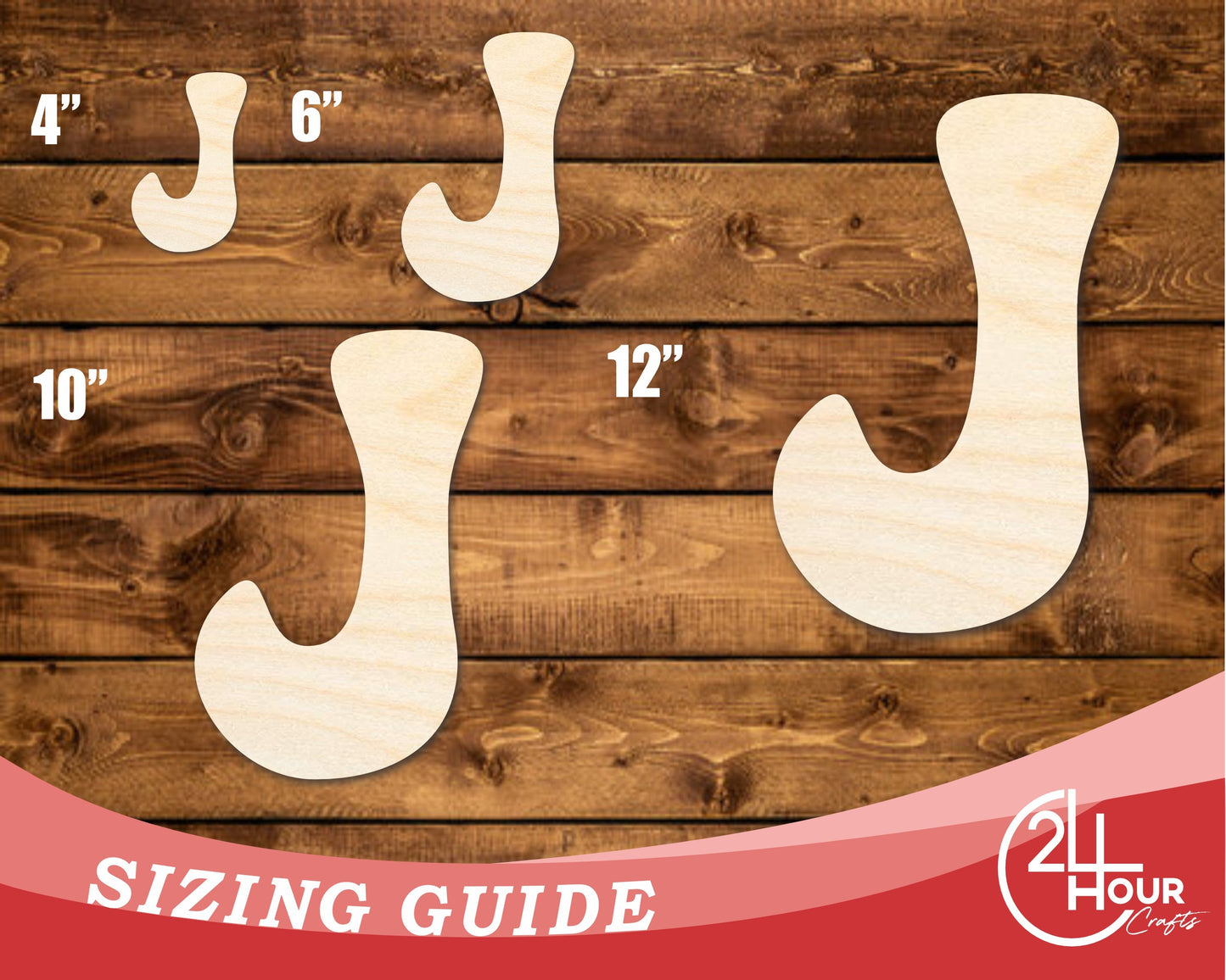 Unfinished Wood Groovy J Font Shape | DIY Craft Cutout | up to 46" DIY