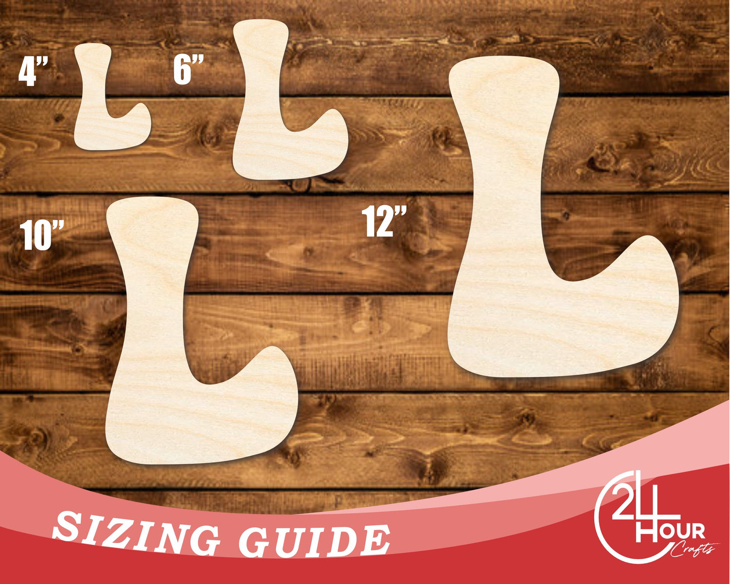 Unfinished Wood Groovy L Font Shape | DIY Craft Cutout | up to 46" DIY