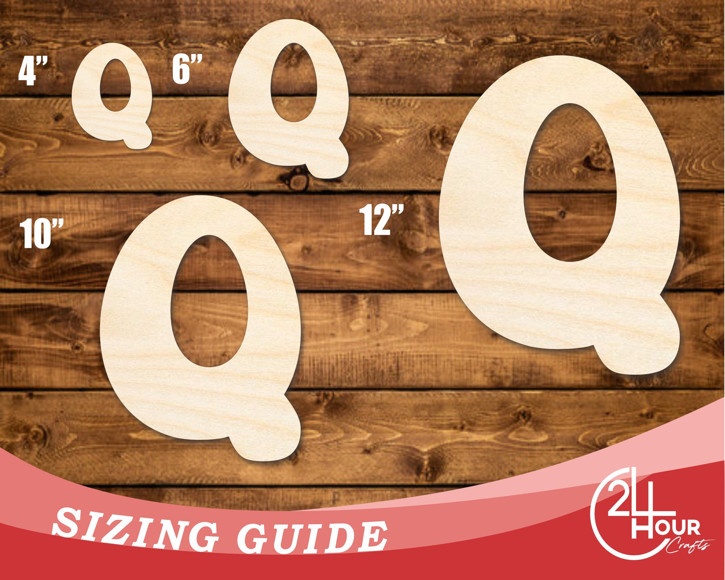 Unfinished Wood Groovy Q Font Shape | DIY Craft Cutout | up to 46" DIY