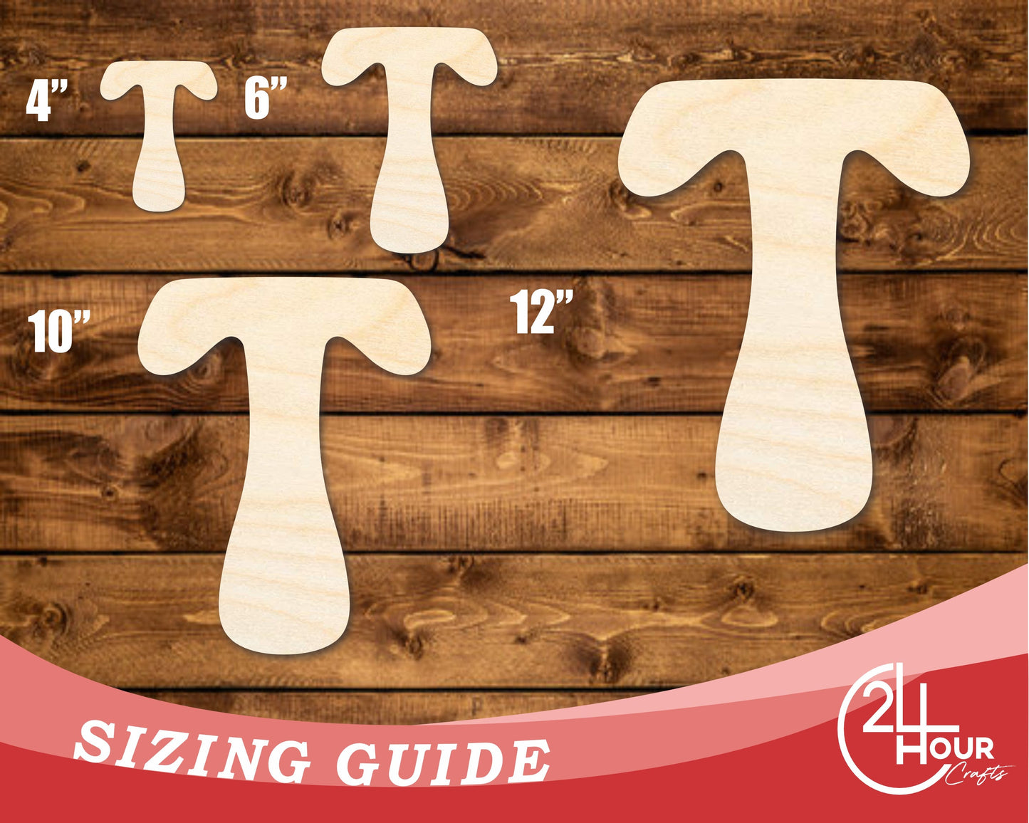 Unfinished Wood Groovy T Font Shape | DIY Craft Cutout | up to 46" DIY