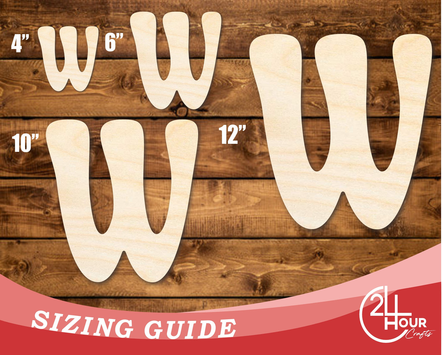 Unfinished Wood Groovy W Font Shape | DIY Craft Cutout | up to 46" DIY