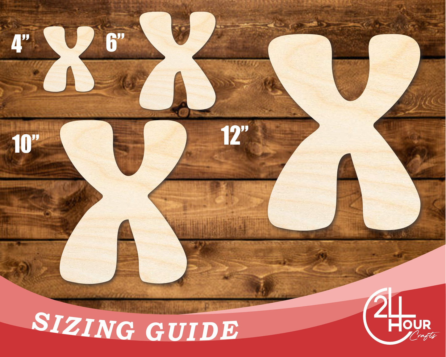 Unfinished Wood Groovy X Font Shape | DIY Craft Cutout | up to 46" DIY